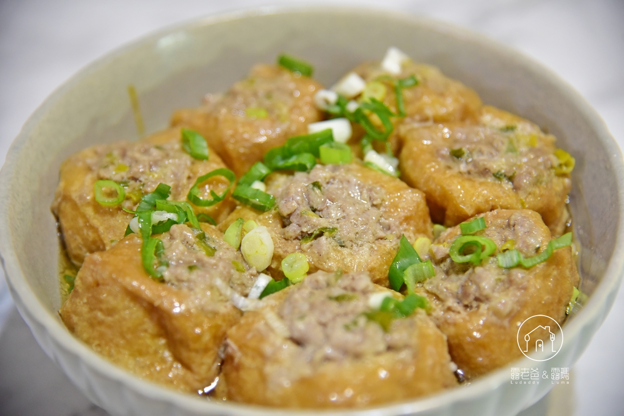 【食譜】油豆腐鑲肉電鍋版，變身家常版油豆腐細粉